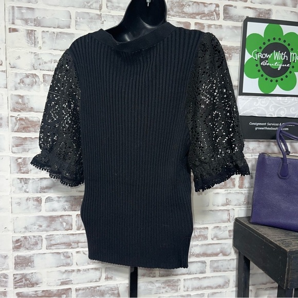 Anthropologie Black Embellished Buttoned Blouse - Picture 2 of 6